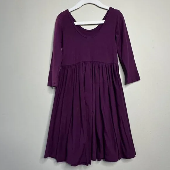 ALICE + AMES Girls Purple Ballet Dress Girls 5 Blackberry Long Sleeve Twirl - Picture 2 of 5